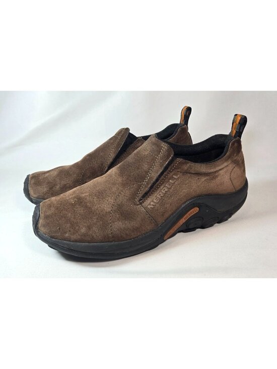 Merrell Shoes - Slip-On Shoes Womens 8 Merrell Jungle Moc Gunsmoke Brown Pigskin Suede Pull-Tabs